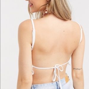 Champagne coloured tie back silk tank